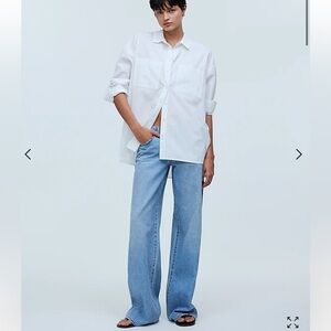 NWT Madewell The Oversized Straight Hem Shirt in Signature Poplin XXS Classic